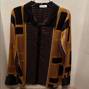 Calvin Klein Black and Gold Button Down Shirt